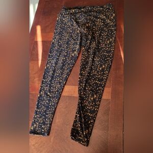 Lularoe Women's Black and Gold Patterned Leggings Tall & Curvy
